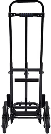 Trappklättrare, säckkärra, vikbar upp till 210 kg – professionell trappsäckskorg av stål med 6 PU-hjul, transportkärra justerbar höjd 73–114,5 cm för flytt och trappor, svart