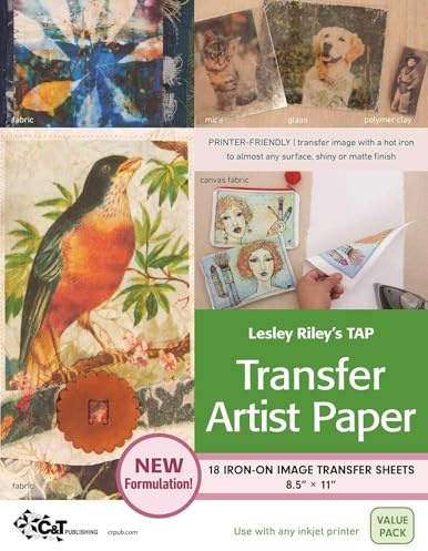 Lesley Riley's Tap Transfer Artist Paper 18-Sheet Pack: 18 Iron-On Image Transfer Sheets 8.5 X 11