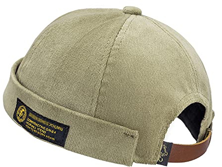 CLAPE Sailor Cap Watch Cap Work Beanie Corduroy Docker Leon Brimless Hat Rolled Cuff Harbour Hat Dark Green