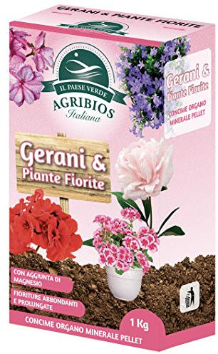 Il Paese Verde Gerani E Piante Fiorite 1kg - Concime Per Gerani Granulare Per Fioriture Abbondanti E Prolungate. Concime Per Piante Fiorite Come Gelsomino, Glicine, Petunie.