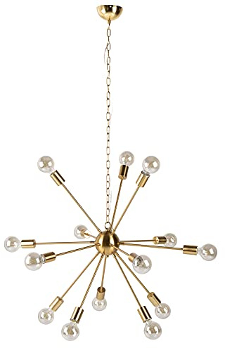 Riess Ambiente 14-flammige elegante Hängelampe SPUTNIK 87cm gold mit 14 Leuchtarmen Pendelleuchte Hängeleuchte