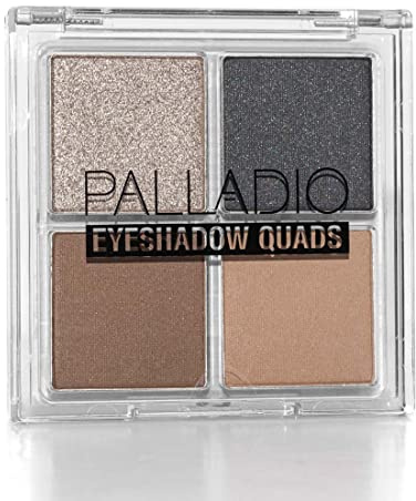 Palladio Eyeshadow Quads, Velvety Pigmented Blendable Matte, Metallic & Shimmer Finishes, Creamy Formula, Four Way Quad Eye Shadow Palette, Talc-Free (Party Rocker)