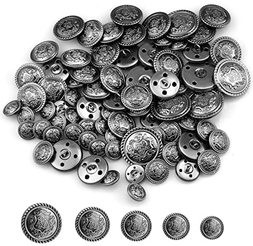 Milaosk Metall Knöpfe - 50 Stück Trachtenknöpfe mit Schaft, Vintage Abzeichen, Runde Knöpfe für Anzüge & Jacken (15mm-30mm)