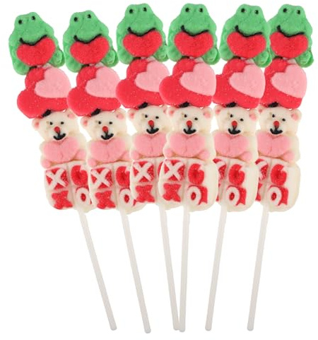 2025 Valentine's Marshmallow Kabobs, Cute Love Shaped Candy Skewers for Classroom Parties, Pack of 3