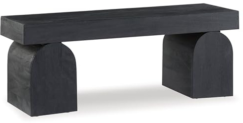 Signature Design by Ashley Holgrove Contemporary Accent Bench with Oversized Legs and for Living-Room, Home-Office or Entryway Use, Black