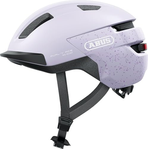 ABUS Fahrradhelm Purl-Y ACE mit LED-Licht – geeignet Fahrten auf E-Bike und S-Pedelec – Trendiger NTA-Schutzhelm für Erwachsene und Jugendliche – Lavendel (Light Lavender), Größe M