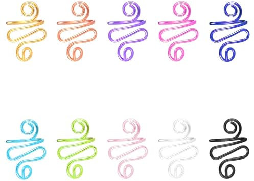 Funngy Verstellbare Strickringe,10 PCS Metall gewebte Ringe Strick verstellbare Strickschlaufe Häkelringe Finger Handgefertigte Häkelringe für Häkelliebhaber Anfänger Schals Hüten Decken