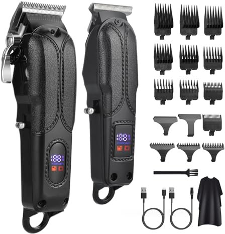 CkeyiN Pro Haarschneidemaschine Profi, Elektrische Barttrimmer Herren mit LED-Anzeige, Wiederaufladbar T-blade Präzision Haarschneider mit Akku für Männer, Damen und Kinder (Schwarz)