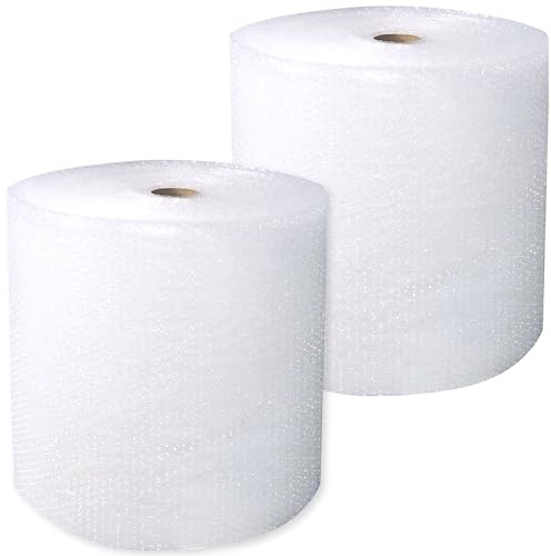 Globe Packaging 2 Rolls of 500mm x 100m Large Bubble Wrap Roll with Small Air Bubbles - Cushioning & Protection Packaging for Moving House, Ecommerce and Storage