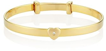 Molly Brown London - Pulsera de amor para bebé, chapada en oro de 18 quilates, expandible, regalo de bautizo, joyería infantil y recuerdo, Industry Standard Baby Bangle, Oro vermeil, Diamante