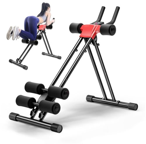 Ab Workout Equipment, Adjustable Ab Machine Full Body Workout for Home Gym Fitness, Ab Trainer Exercise Equipment for Abdominal Exercise & Strength Training, Foldable Waist Trainer