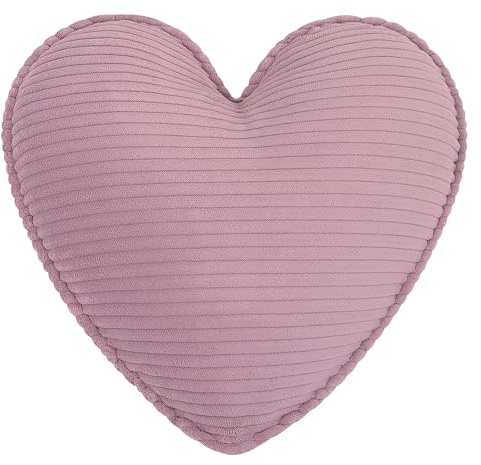 CozyKing Herzkissen Cord Rosa Deko-Kissen Breitcord Kuschelkissen Herzform Öko-Tex 100 Zertifiziert und 40°C waschbar - Herz-Kissen für Sofa, Wohnzimmer oder Kinder-Zimmer