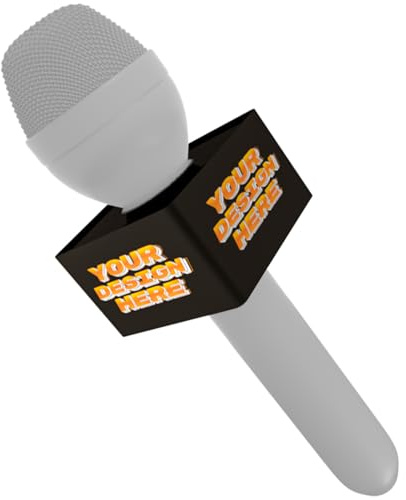 FrutaVista Custom Microphone Logo Box Compatible with RE50/B mic Personalize Omnidirectional Dynamic Microphone Flag (Black Square)