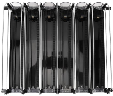 WPKD BLUEIY Organizer per bevande per frigorifero, dispenser regolabile per lattine di soda, in ABS, 6 file, facile da caricare, per bevande alla birra, nero