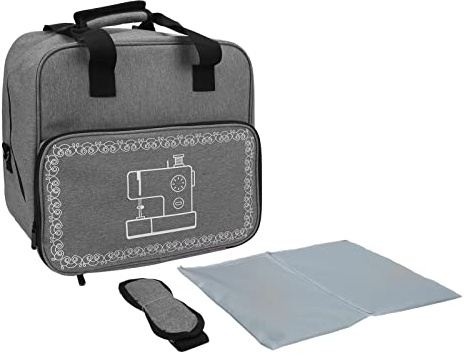 Glomora Sacca da trasporto della macchina da cucire, grande capacità, tasche di archiviazione multipla con spalline, resistente, pratico, con la maggior parte standard (Grigio)