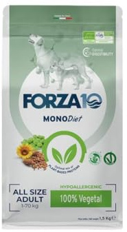 Forza 10 Cane All Size Adult MONO gusto ORTAGGI, alimento completo monoproteico per cani adulti di tutte le taglie, ipoallergenico, confezione da 1,5kg.