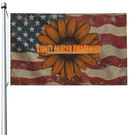 vivace Drapeau de jardin Drapeau tournesol pour la sensibilisation au cancer du rein décoratif Drapeau saisonnier 3x5 Ft pour Décoration extérieure,chambres,bars
