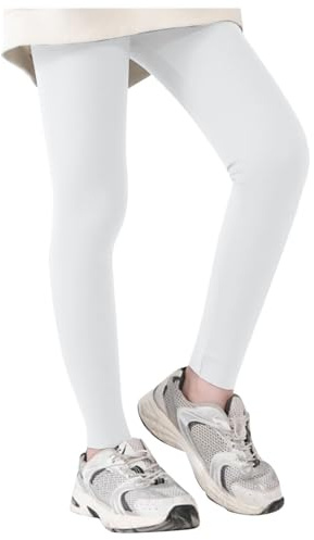 Generisch Baggy Pantalon de jogging pour garçons Leggings athlétiques pour filles, enfants, danse, course, yoga, entraînement, collants de danse, Blanc., 8-9 ans
