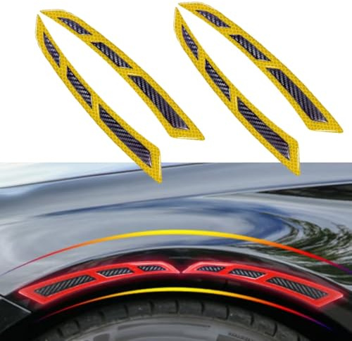 EAGRI 2 Pcs Car Wheel Arch Reflective Strips for 2026 2025 2024 Toyota Tacoma Double Cab, Fender Flare Protector Decals Exterior Safety Marker Trim Impact Resistant,Yellow