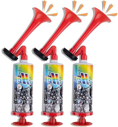 3 Pcs Air Horn, Air Horn Handheld Loud Noise Maker with Pump, Compact Portable Horns for Sports Fanfare, Boat Safety, Birthday Celebrations
