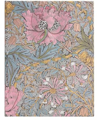 Paperblanks 12-Monatskalender 2024 Morris Heckenkirsche in Pink | Horizontal | Ultra (180 × 230 mm)