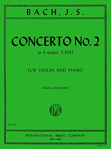 INT1893 - Bach Concerto No. 2 in E major, S.1042 For Violin and Piano