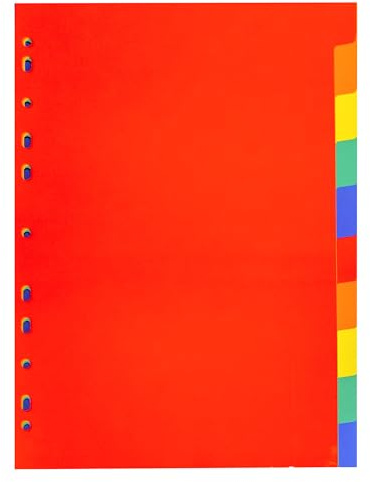 Plus Office – Separadores A4 para Archivador, Índices para Carpeta, Carpesano y Archivador de 2 a 4 anillas, Separadores de Polipropileno Ideales para Oficina y Escuela (10 Posiciones)