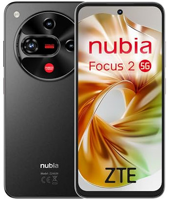 ZTE Nubia Focus 2 5G, Smartphone Libre con IA, 8GB+256GB, Pantalla 6,7 HD+ 120Hz, Cámara 108MP, Batería 5000mAh, Carga Rápida 18W, Android 15, Incluye Funda y Protector, Negro