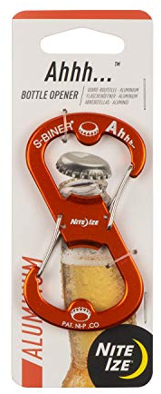 Nite Ize Ahhh Aluminium Dual Flaschenöffner, S-Biner Dual Karabiner mit doppelseitigem Flaschenöffner, Orange