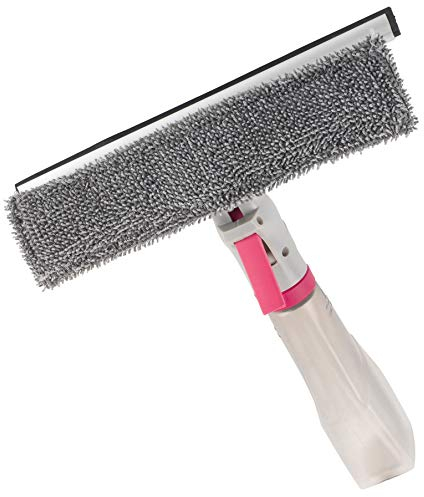 Kleeneze KL062635EU Window Cleaner Squeegee – Microfibre Wiper with Spray Function, Window Wiper for Shower, Tiles & Mirrors, Machine Washable Cleaning Pad, Streak-Free Cleaning, 200 ml Water Capacity
