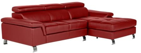 Vente-unique - Canapé d'angle Cuir Mishima - Rouge - Angle Droit