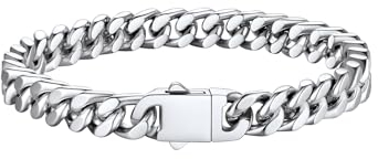 Bestyle Herren Armband 7mm breit Edelstahl Panzerkette Armkette schwer Glieder Link Kettenarmband Armreif Länge 23cm Silber