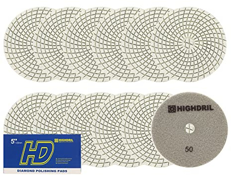 Disque de polissage diamanté humide - HIGHDRIL 12 pièces 125 mm #50 disque abrasif diamanté pour granit, marbre, céramique, pierre artificielle utilisé sur meuleuse ou polisseuse
