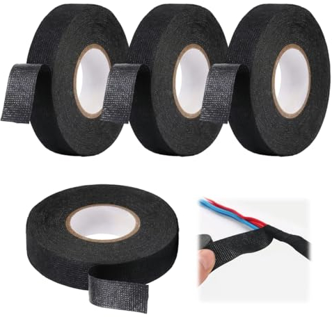 4 Pièces Ruban Adhésif Isolant Noir, Ruban Isolant Electrique Autocollant Scotch Noir Electricien, Ruban Chiffon De Voiture Pour Voiture Moto Câblage Moteur Avec Arrangement (19mm X 15m / 15mm X 15m)