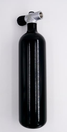 HighTechDiving Bidon de plongée 2 litres 300 bar complet avec valve filetage M25 x 2 mm Noir