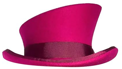 Cappello a cilindro in feltro di lana, unisex, asimmetrico, per carnevale, Halloween, cocktail, maghi, signori, esibizioni jazz, cappello magico (taglia unica, rosso rosa)