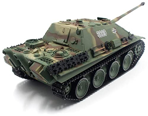 YUTT Rc Tankar för vuxna, 1/16 2,4 G RC tysk Jagdpanther Tank Destroyer fordonsmodell leksaker gåvor med ljus ljud (grundversion/kamouflage grön)