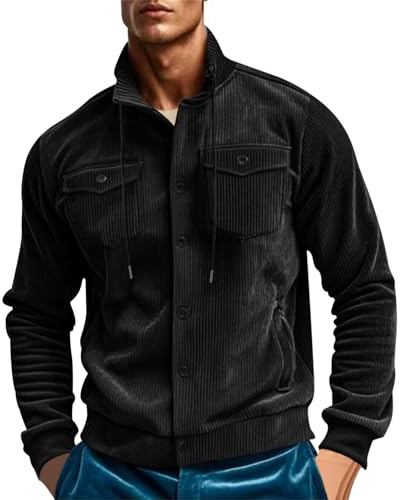 Caxndycing Giacca college da uomo Varsity, giacca da college, giacca da baseball vintage, senza cappuccio, giacca per le mezze stagioni, con coulisse, colletto alto, giacca da aviatore con tasca