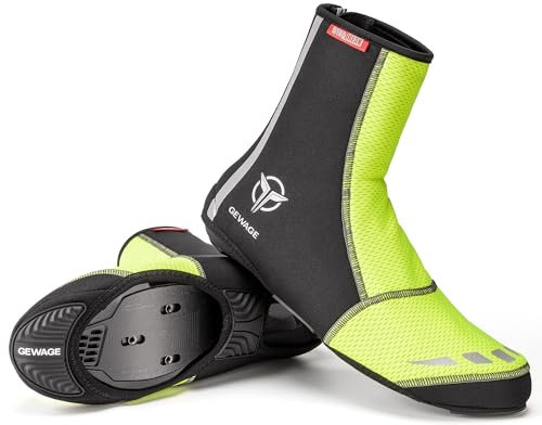 GEWAGE Fahrradschuhe Überschuhe, Unisex Warmhalte Schuhüberzieher mit Reflektierenden Streifen für MTB und Rennrad (Fluoreszierendes Grün, XL)