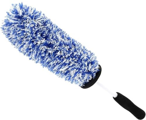 Kiuiom Spazzola per Cerchioni Auto,Spazzola per Cerchioni in Microfibra,Spazzola Pulisci Cerchioni Auto,Cura Ottimale dei Cerchioni Senza Graffi per Pulizia per Tutti I Tipi di Cerchioni,Blu