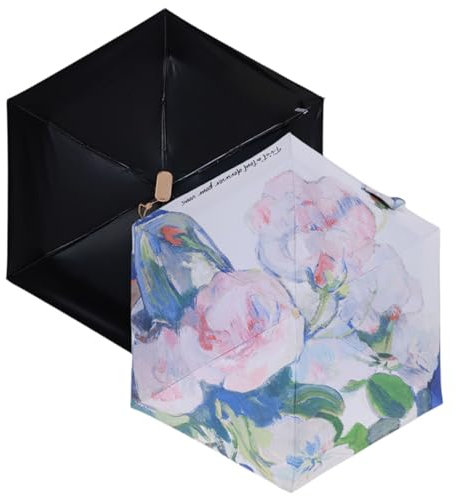 Paraguas plegable de pintura al óleo, 6 varillas, paraguas de viaje, protección solar, sombrilla de lluvia y sol para mujeres y niñas