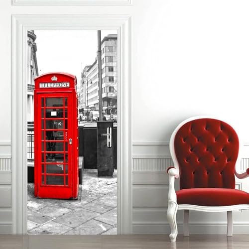 TACOKI Adesivi per Porte Londra Londra Adesivo Porta Autoadesiva Sticker Murale Carta da Parati Decorazione Parete Soggiorno Camera da Letto Poster Parati 80x210 cm v1217