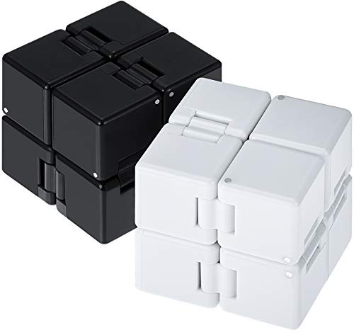 Gejoy 2 Packs Cube Toys Fidget Blocks Mini Cube Desk Toy Stress and Anxiety Relief Durable ADHD Hand Held Toys Black and White for Kids Adults Relieving Sensory