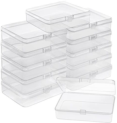 BELLE VOUS Kleine Aufbewahrungsbox Plastik Transparent mit Deckel zum Klappen (12 Stk) – 11,2 x 8,3 x 2,8 cm Mini Plastik Boxen für Kleine Perlen, Pillen, Schmuck, Schrauben Sortierbox, Bastelzubehör