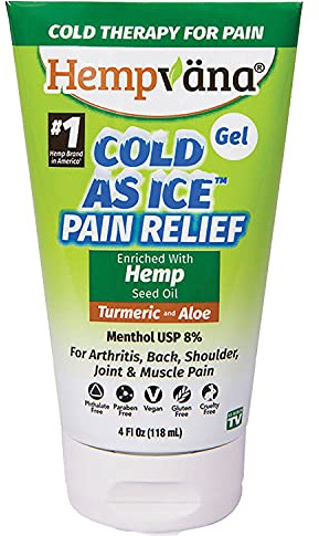 Hempvana Cold As Ice Pain Relief Gel, Fast-Acting Menthol Pain Gel w/Hemp Seed Extract, AS SEEN ON TV, Cooling Arthritis Pain Relief, Non-Greasy