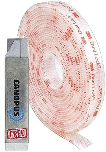 CANOPUS Dual Lock Extra Forte, SJ3560 (12,7mm x 1m), Nastro Autoadesivo, (5 volte piu forti di Hook & Loop), Nastro Biadesivo per Pedalini per Chitarra, Uso Esterno e Interno