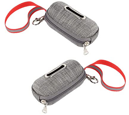 CHXTguyue 2 Pcs Dog Poop Bag Holder Reflective Dispenser Super Thick Feces Bag Case With Zippered for Pet Lover, Gray