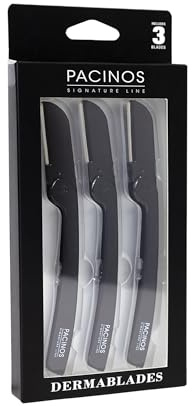 Pacinos Derma Blades for Men - Precision Straight Razor Beard Care Exfoliation Tool with 100% Stainless Steel Blades