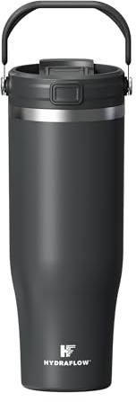 HYDRAFLOW 40 oz Travel Tumbler – Insulated, Stainless Steel, Leakproof, Ideal for Coffee, Tea, and Cold Drinks - Graphite