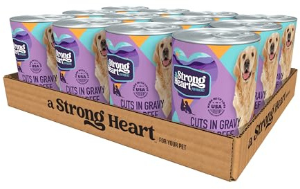 A Strong Heart Wet Dog Food, Cuts in Gravy with Beef - 13.2 oz Cans (Pack of 12), Made in The USA with Real Beef